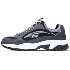 Skechers Stamina Cushioning Anti-Slip Wear-Resistant Breathability Low-Top Chunky Sneakers Men's Black 42.5