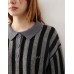 COLLUSION Unisex striped crew neck jumper in grey Серый, L
