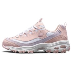 Skechers D'LITES 1.0 D'LITES Milk Tea Bear Cushioning Low-Top Casual Shoes Women's White Pink 36