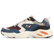 Skechers Stamina Airy Cushioning Anti-Slip And Wear-Resistant Low-Top Chunky Sneakers Men's Dark Blue Brown 41.5