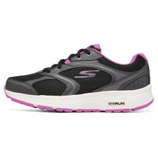 Skechers Cushioned Slip-Resistant Low-Top Casual Running Shoes Women's Black Purple Widened Version Черно-фиолетовый, 35