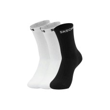 Skechers Unisex Mid-Calf Socks 3 Pack (White+White+Black), M