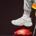 Skechers Slip Resistant Cushioning Abrasion Resistant Breathable Kids Lifestyle Shoes White Gray Teenagers 27.5