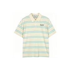 Skechers Colorful Polo Shirt Men's Cream White With Light Green Stripes Cream White with Light Green Stripes/03EZ, L