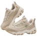 Skechers DLITES Slip-Resistant Breathable Low-Top Chunky Sneakers Women's Brown Green Natural/Green/NTGR, 36.5