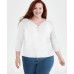 Women's Cotton 3/4-Sleeve Henley Tee, Created for Macy's Белый, S