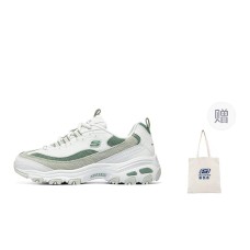 Skechers D'LITES 1.0 Anti-Slip Wear-Resistant Low-Top Chunky Sneakers Women's White Green White green, 35