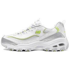 Skechers DLITES Breathable Low-Top Chunky Sneakers Women's White Silver White Silver/Lemon, 38