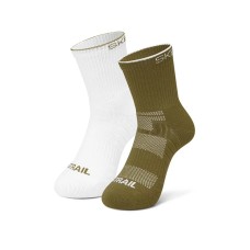 Skechers Mid-Calf Socks Unisex 2 Pack White/Moss Green 2 Pack (White/Tan Green), M