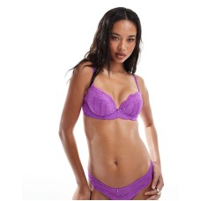 Ann Summers sexy lace padded plunge bra in bright purple Фиолетовый, US 44 G