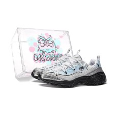 Skechers D'LITES 1.0 Da Vinci Custom Box Surfing Anti-Slip Wear-Resistant Low-Top Chunky Sneakers Women's Blue Black Blue Black, 35