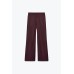 Брюки с молниями ZARA Бордовый, S