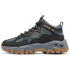 Skechers OUTDOOR MENS Anti-Slip And Wear-Resistant Breathable Mid-Top Casual Shoes Men's Black Gray Yellow Charcoal/Yellow, 42