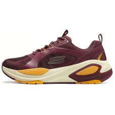 Skechers Cushioning Breathable Low-Top Running Shoes Men's Red Gold Burgundy/Gold, 42.5