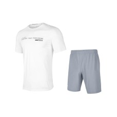Skechers Casual Sportswear Men's Bright White Set (Bright White Top+Gray Shorts), L