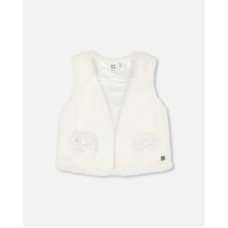 Big Girls Faux Fur Vest Off White Белый, 8