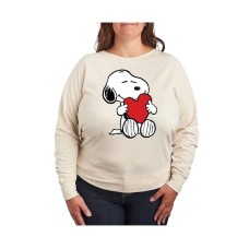 Plus Size Peanuts Heart Graphic Pullover T-shirt бежевый/хаки, 1X