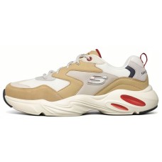 Skechers Stamina Airy D'Lites Wear-Resistant Low-Top Chunky Sneakers Men's White Gray Umber 40