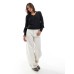 Vila crochet detail v neck knitted jumper in black Черный, 2XL - EU 46