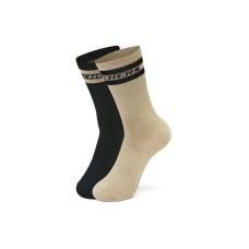 Skechers Mid-Calf Socks Unisex 2 Pack 2 Pack (Beautiful Black/Light Taupe/044D), M