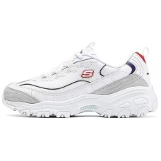 Skechers DLITES Anti-Slip Wear-Resistant Low-Top Chunky Sneakers Women's White White/Marine Blue/Red, 36
