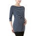 Maternity Striped Boat Neck Top Navy/Ivory, Small
