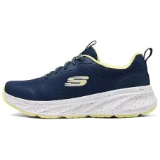 Skechers Sport Anti Slip Wear Resistant Low Top Casual Running Shoes Women's Marine Blue Navy/Lemon, 39