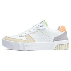 Skechers Court Classics Slip-Resistant Low-Top Skateboard Shoes Women's White Yellow Gray WHITE YELLOW GRAY, 35.5