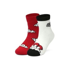 Skechers Kids Socks 2 Pack Kids' 2 Pack (Deep Red/Marshmallow White/03P8), S