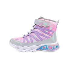 Skechers Sweetheart Lights Durable Cushioning Kids Lifestyle Shoes Purple Gray Teenagers 35