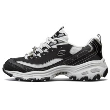 Skechers D'LITES 1.0 Panda Cushioning, Slip Resistant, And Breathable Low Top Chunky Sneakers Women's Black White 35