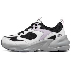 Skechers D'LITES Surfing Anti-Slip Wear-Resistant Low-Top Casual Shoes Women's White Black Purple White Black Purple, 38