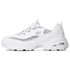 Skechers D'LITES 1.0 Cushioning Anti-Slip And Wear-Resistant Low-Top Chunky Sneakers Women's White Silver 38.5