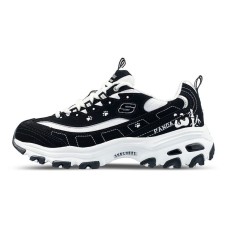 Skechers D'LITES Non-slip Wear-resistant Shock Absorption Low-Top Chunky Sneakers Women's Black White Черный, 35.5
