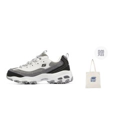 Skechers D'Lites 1.0 Chunky Sneakers Women's Low-Top Black/Gray/White Black Gray Color, 37.5