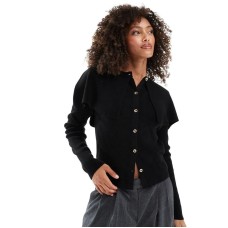 ASOS DESIGN knitted crew neck cape cardigan in black Черный, XS - US 0-2