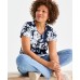 Women's Printed Scoop-Neck Short-Sleeve Top, Exclusively at Macy's Alice Indigo, S