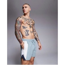 ASOS DESIGN swim shorts in short length with side vent cut and sew in blue Синий, S - W32
