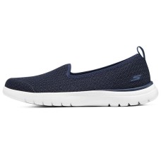 Skechers Go Walk Fle Non-slip Wear-resistant Shock Absorption Low-Top Casual Shoes Women's White Blue 35
