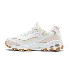Skechers D'Lites Anti Slip, Wear Resistant, Breathable, Supportive, Rebound Low Top Running Shoes Women's White Pink белый/светло-розовый, 35.5