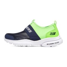 Skechers Razor Fle Slip Resistant Cushioning Abrasion Resistant Low Top Casual Shoes Marine Blue/Lemon Teenagers 28.5