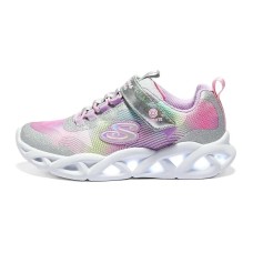 Skechers Breathable Low-Top Kids' Running Shoes Silver Pink Purple Teenagers Silver Multicolor, 32