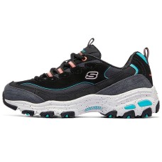 Skechers DLITES Anti-Slip Wear-Resistant Low-Top Chunky Sneakers Women's Black Blue Pink Black Blue Pink, 35.5