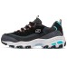 Skechers DLITES Anti-Slip Wear-Resistant Low-Top Chunky Sneakers Women's Black Blue Pink Black Blue Pink, 35.5