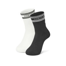 Skechers Mid-Calf Socks Unisex 2 Pack 2 Pack (Bright White/Pitch Black), S