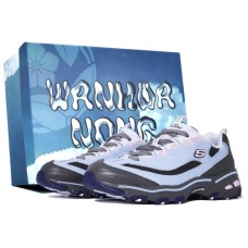 Skechers D'LITES 1.0 Wan Hua Nong Baby Light Blue Box Low-Top Chunky Sneakers Women's Blue Black Blue Black, 39