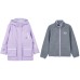 Skechers Casual Sportswear Orchid Bloom Purple+Gray Teenagers 160, Set (Orchid bloom purple hooded jacket + gray stand up collar jacket)