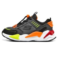 Skechers Ultrasurge Anti Slip Wear Resistant Low Top Kids Lifestyle Shoes Black White Orange Teenagers Черный, 28.5