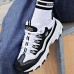 Skechers D'LITES Series New Retro Cushioning Lightweight Low Top Chunky Sneakers Women's Black White 35