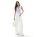 Bershka frill detail halterneck bodysuit in pale blue Синий, XS - US 2